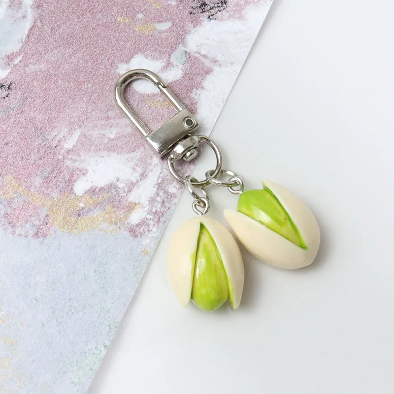 1:1 Pistachio Keychain Creative Food Series Personality Backpack Pendant Cute Lady Pendant Trinket Simulation Food