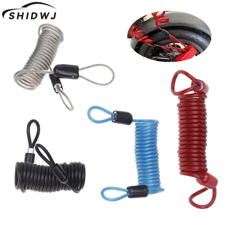 

100CM Motorcycle Brake Disc Lock Scooter Reminder Cable Bicycle Spring Rope Bag Anti-Theft Cable Protection Alarm Locks