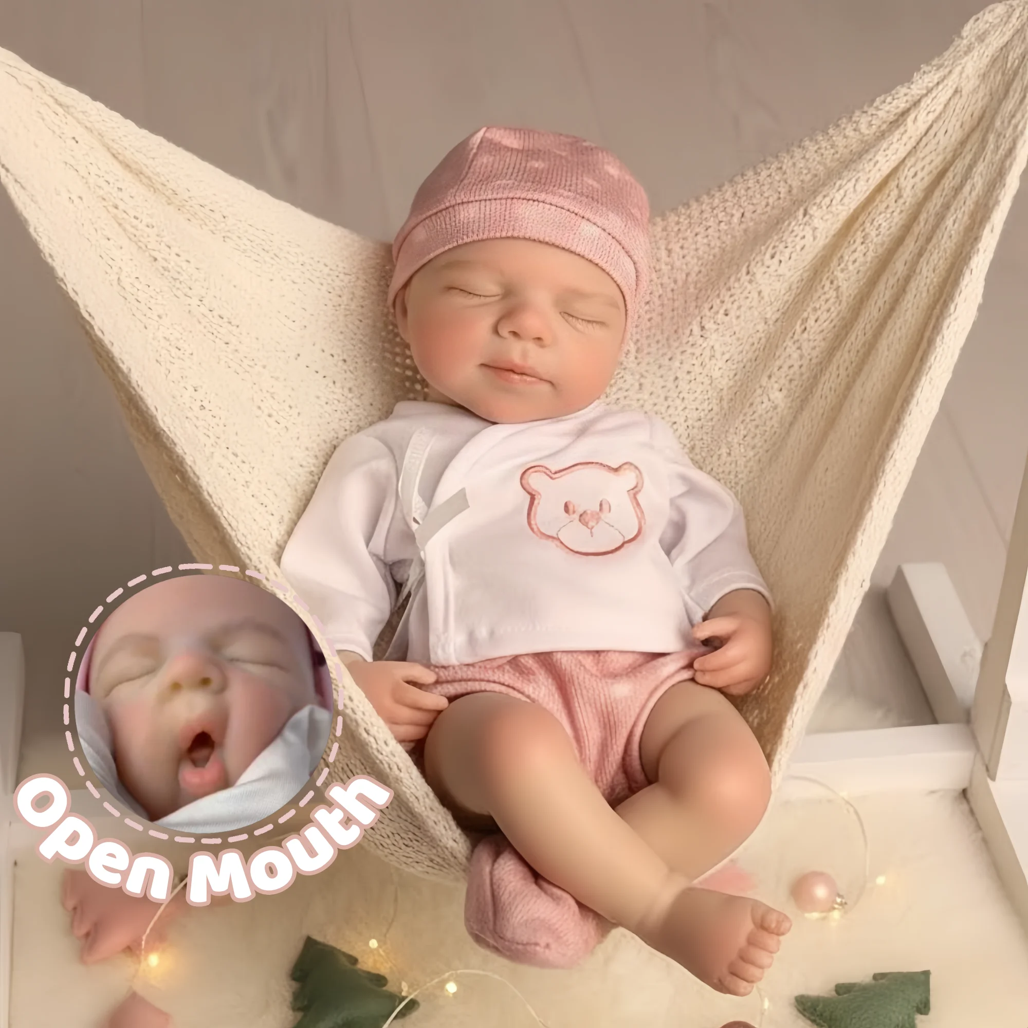 

13 дюймов/33 см с открытым ртом, мягкая силиконовая кукла Bebe Reborn Girl, 3D окрашенная кожа, милые наряды, реалистичные куклы для новорожденных