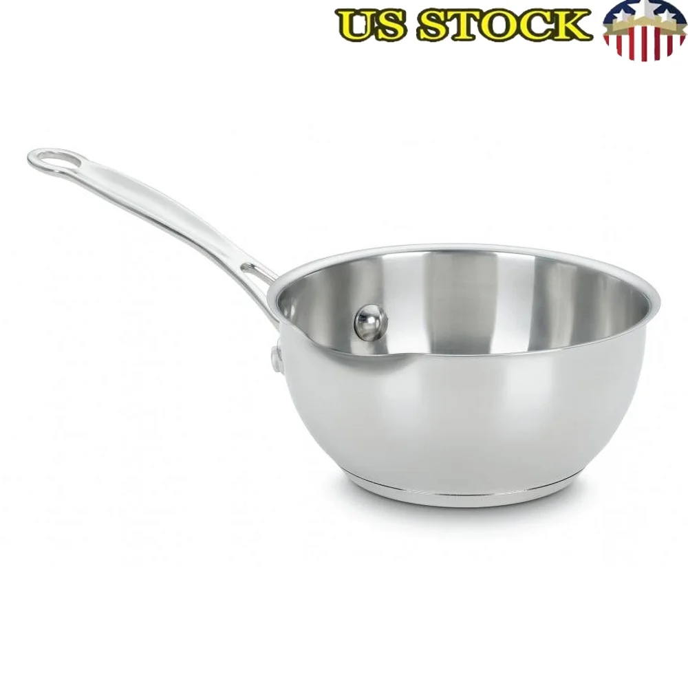 

1 Quart Stainless Steel Open Pour Saucier Induction Safe Dishwasher Safe Kitchen Cooking Saucepan with Measurent Markings