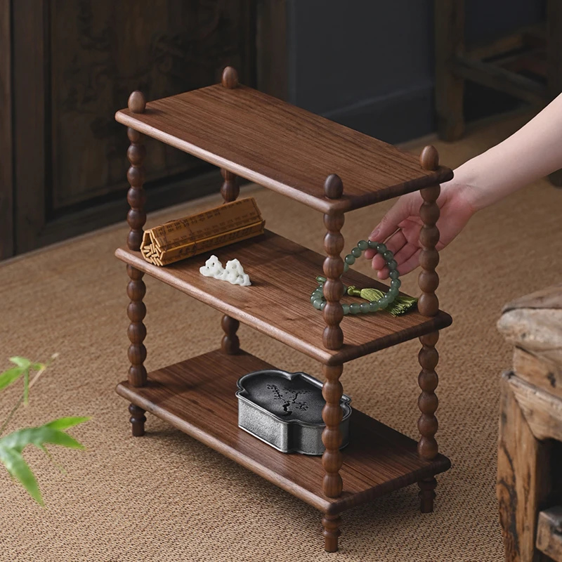 

Black walnut solid wood European-style antique storage rack display rack tea room suitable for bedrooms and living rooms