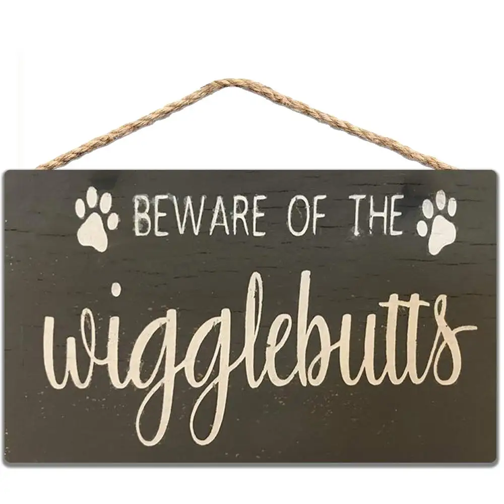 Beware of The Wigglebutts Rustic Tin Sign Pallet Sign Dog Lover Home Decor 8x12 Inch Metal Poster, Retro Funny Metal Tin Sign, D