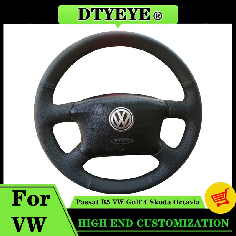 Car Steering Wheel Cover For Volkswagen Passat B5 VW Golf 4 Skoda Octavia 1999-2005 Customized DIY Original Steering Wheel Braid