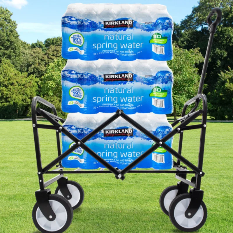 

Blue Collapsible Foldable Wagon Cart Beach Wagon Heavy Duty Utility Cart Utility Wagon Grocery Cart For For Camping Shopping