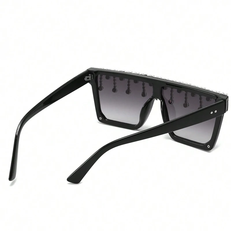 2025 Neue diamantbesetzte Sonnenbrille, heißer quadratischer Rahmen, integrierte Sonnenbrille, großer Rahmen, Reisklammer-Sonnenbrille, 1913 – Detail 4