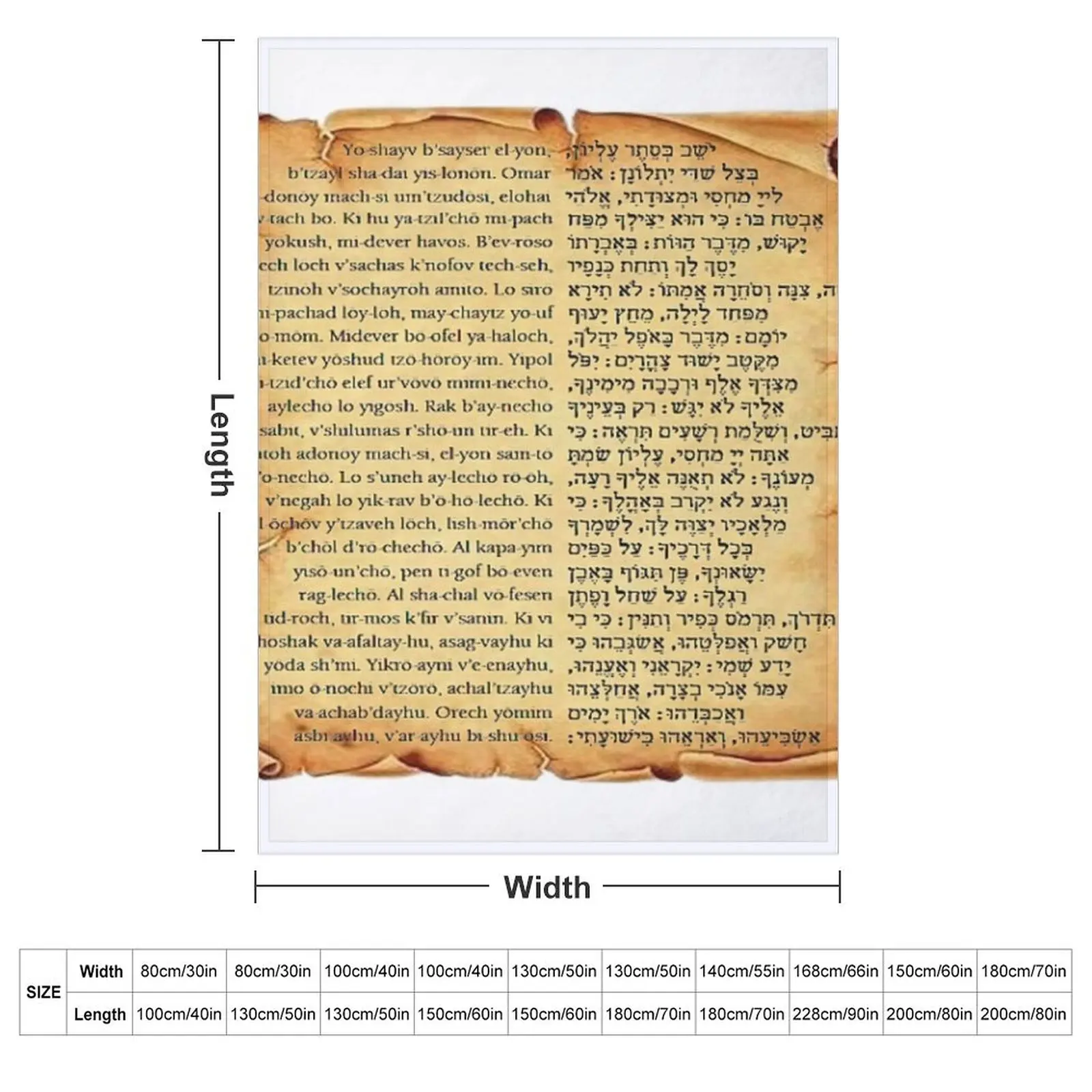 Psalm 91 in Hebrew a??My Refuge and My Fortressa?|a?? Throw Blanket couch cozy soft plush fuzzy picnic outdoor blanket