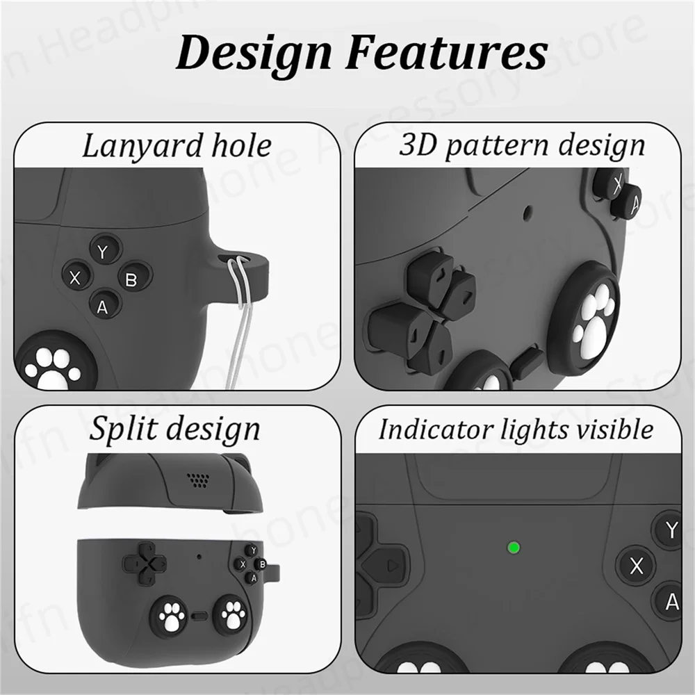 ใหม่น่ารักสําหรับ AirPods 4 พร้อมการตัดเสียงรบกวนแบบแอคทีฟพร้อมแหวน 3D การ์ตูนซิลิโคนอ่อนนุ่มไร้สายชาร์จเคสกันกระแทก