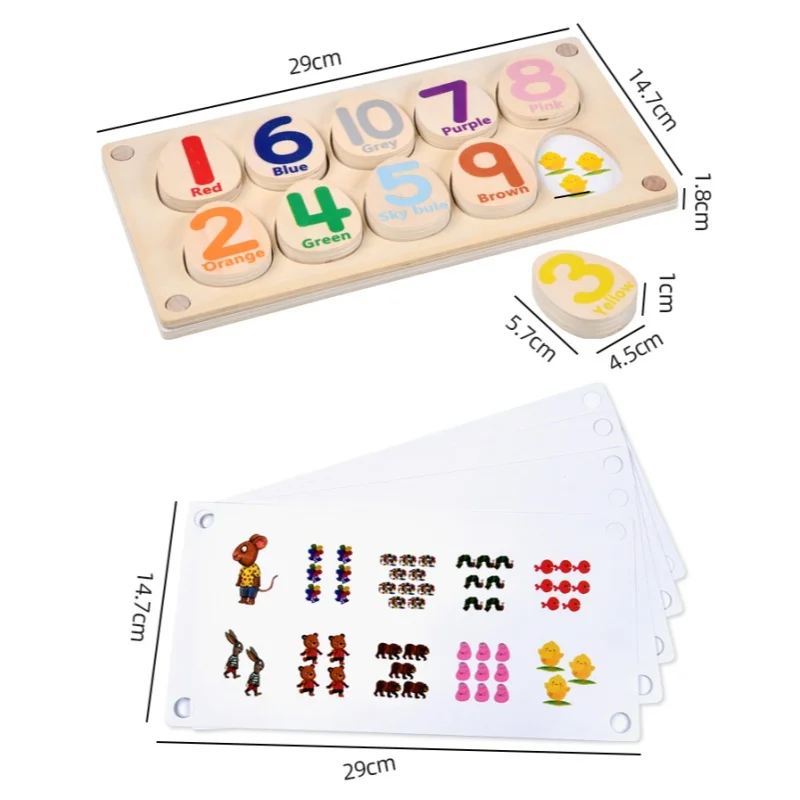 Montessori Color Number Cognition Matching Egg Puzzle Wooden Dinosaur Egg Pairing Children's Educational Toys Thinking Training