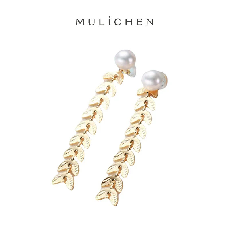 MULICHEN 6-7mm Wheat Ear Pendant Freshwater Pearl Women's Earrings Detachable Dual-purpose Wedding Party New in Earrings