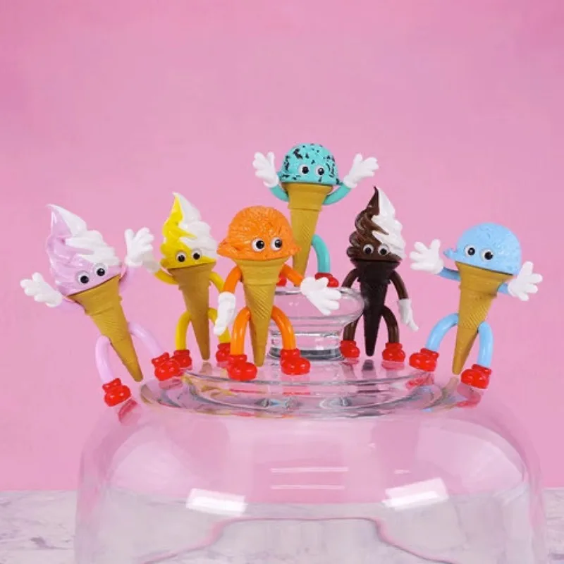 FLAVORS Ice Cream Man P2 Twisted Egg Kenelephant Cone Man Ice Cream Tide Play Figures Desktop Ornaments Birthday Gift Collection