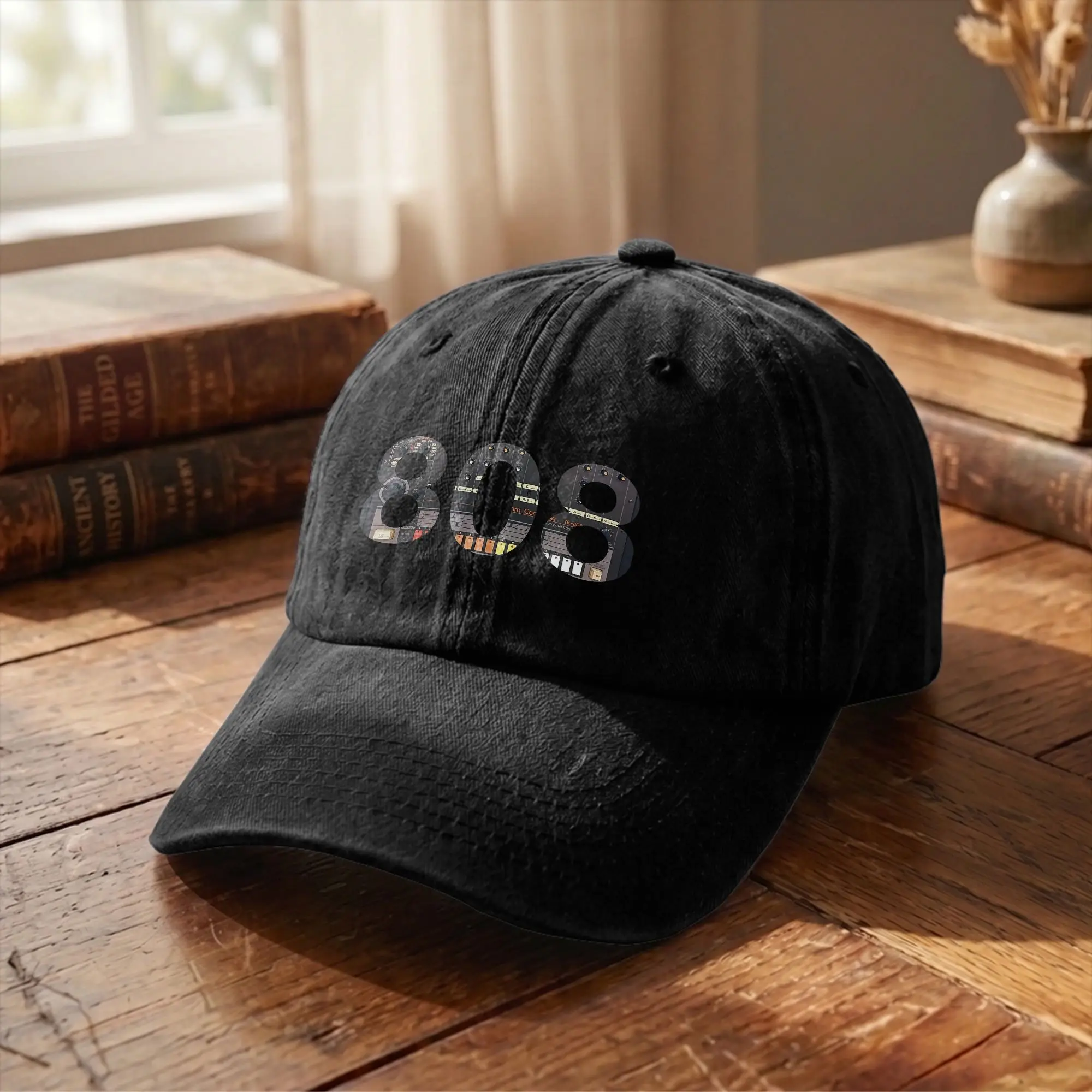 808 Classic Music Electronic Drum Machine Baseball Caps Unstructured Unisex Distressed Denim Headwear 80s Travel Adjustable Hat
