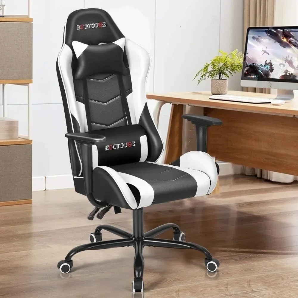 Gaming Chair Massage Ergonomic Office Desk Chair Adjustable Massage Lumbar Cushion and Headrest