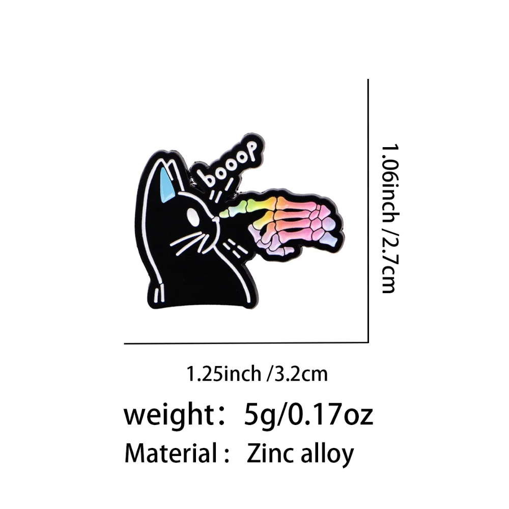Rainbow Skeleton Hand Booop Metal Badge Poke The Cat with Your Hands  Play with The Funny Brooch Backpack Jacket Accessory Pin