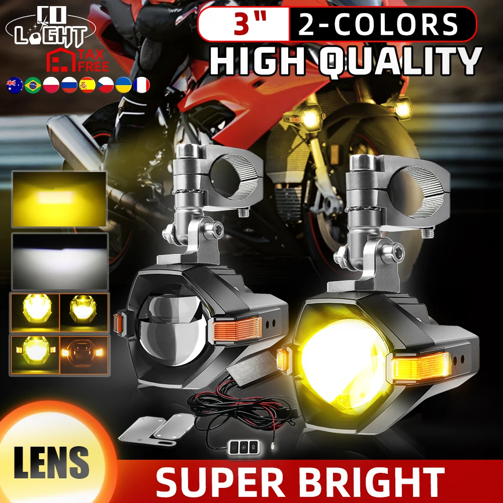 CO LIGHT 3 Zoll High-Low-LED-Nebelscheinwerfer für Offroad-Motorräder, Zusatzscheinwerfer, Fahrlicht, Seitenstrahler mit Tagfahrlicht (DRL), Motorrad-LED