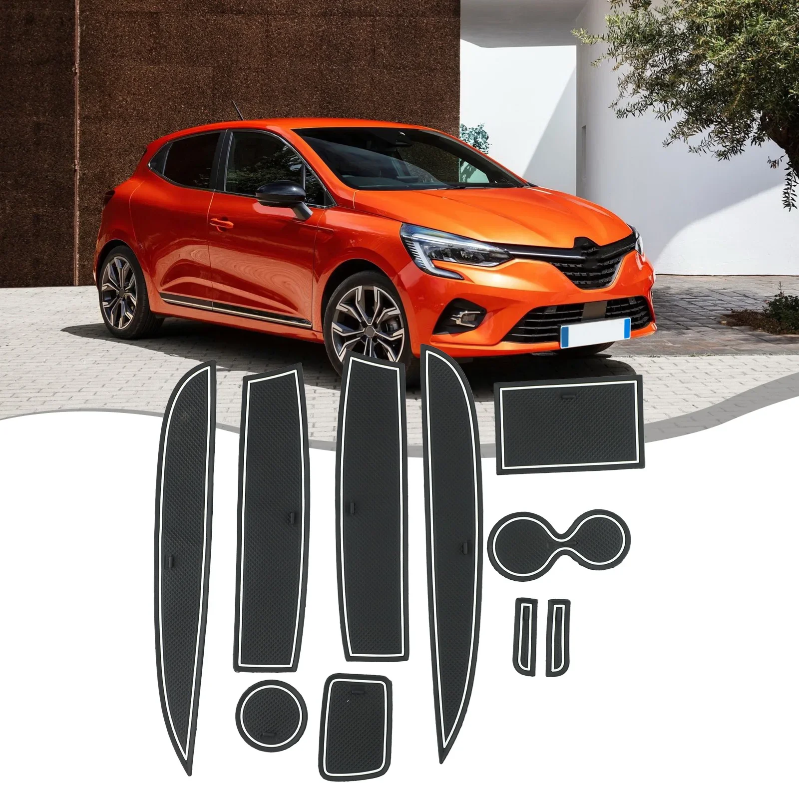 10x For Renault Clio 4 2013 14 15 16 17 18 Anti-Slip Gate Slot Cup Mat Door Groove Non-slip Pad Interior Car-styling Coaster Mat