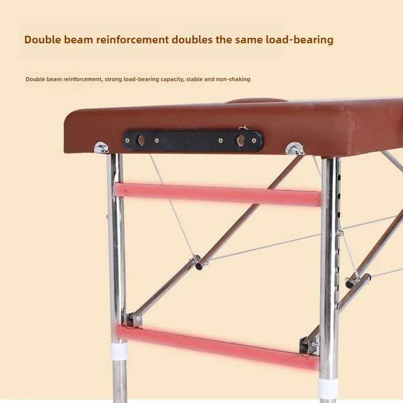 美容サロン用リフティングポータブルステンレス鋼マッサージベッド、ポータブル折りたたみ式家庭用美容理学療法灸マッサージベッド