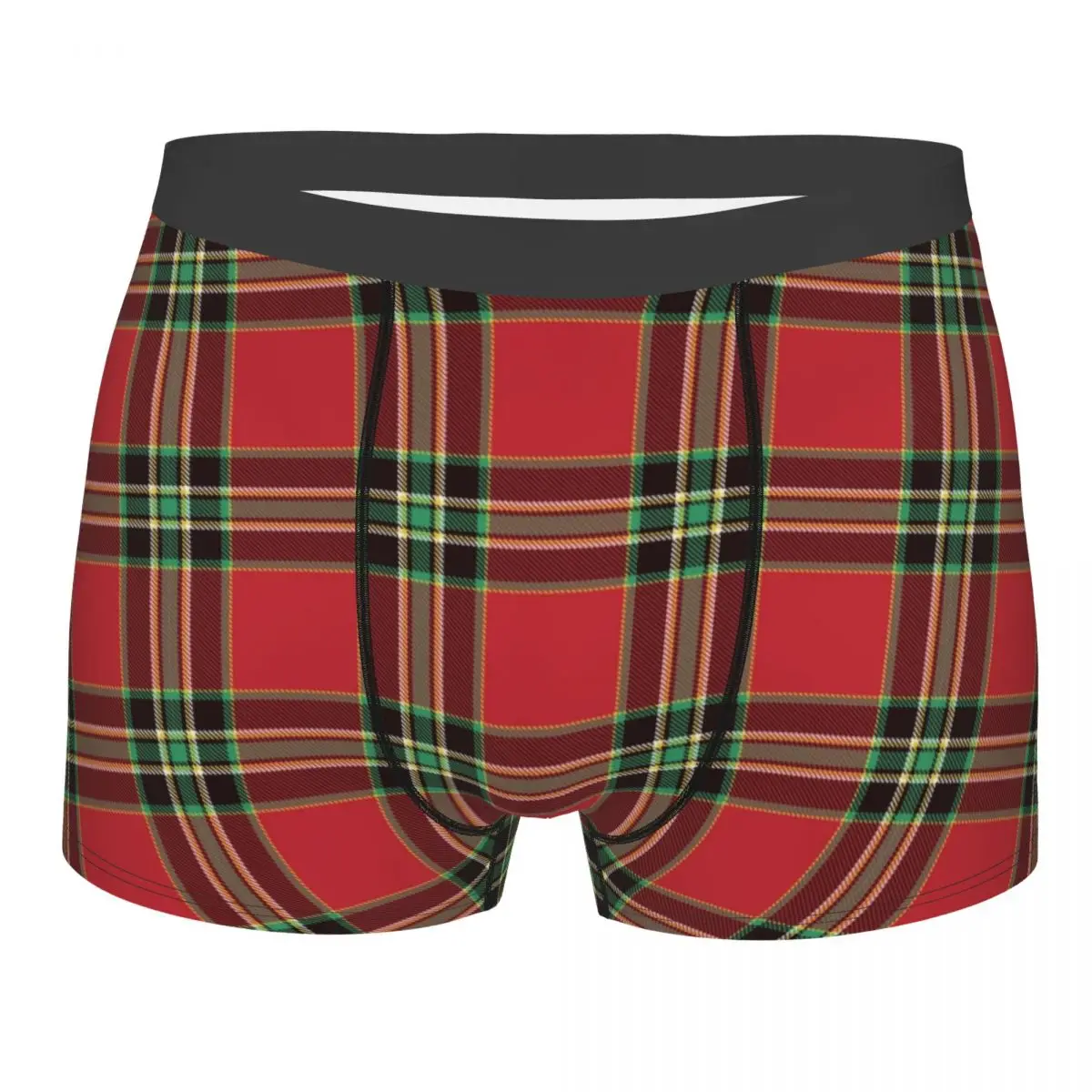 Man Christmas Tartan Plaid Boxer Shorts Panties Polyester Underwear New Year Homme Novelty Underpants