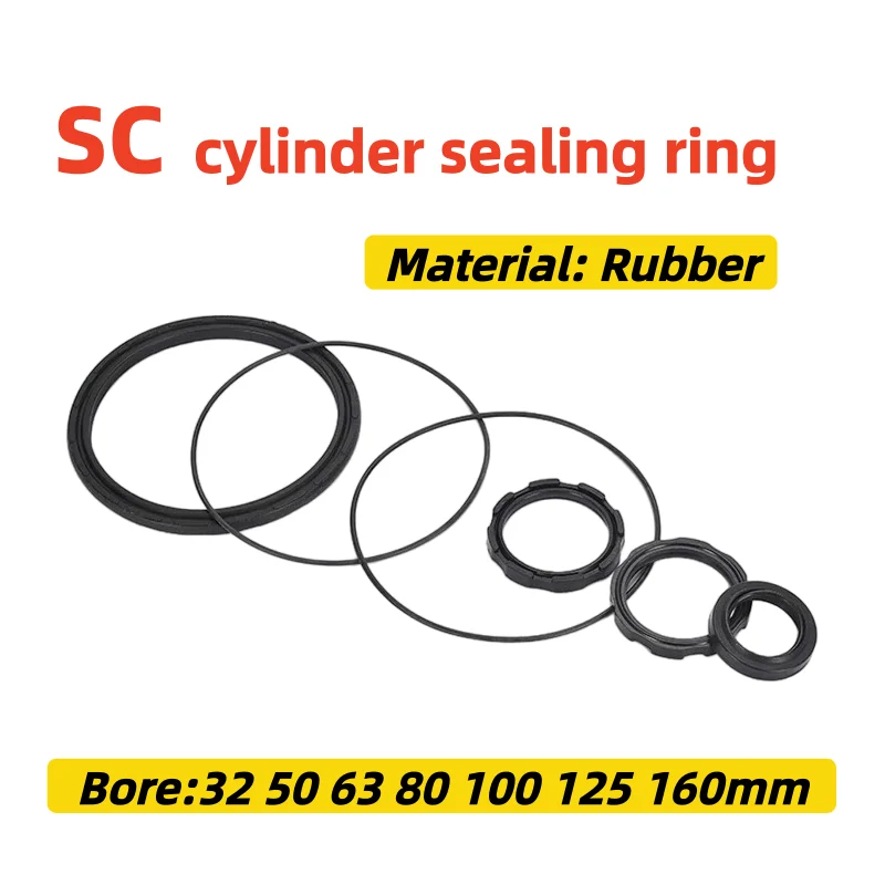 6/7Pcs SC Series Air Cylinder Repair Kit O‑Type Sealing Ring Piston Ring Pneumatic Accessories Bore 32 50 63 80 100 125 160mm