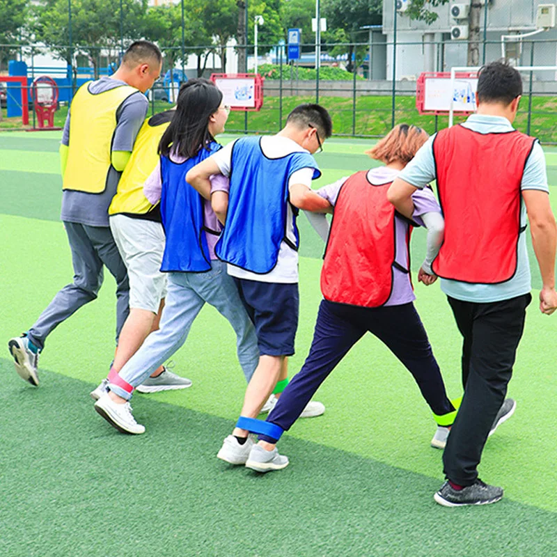 Outdoor Plezier Driebenige Race Bands Teambuilding Activiteiten Voor Volwassenen En Kinderen Verjaardagsfeestje Veld Dag Carnaval Estafette Spel