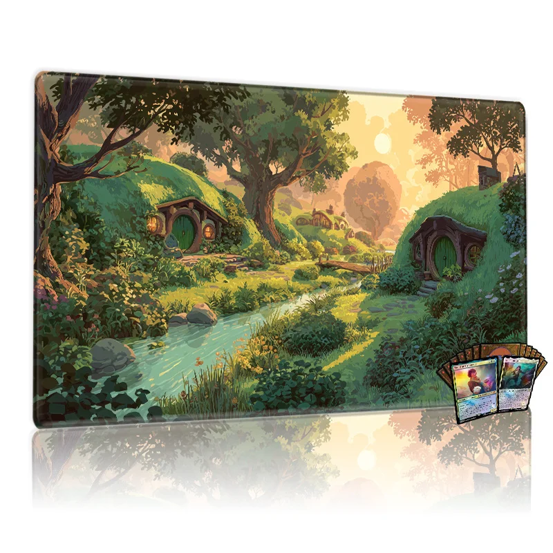 

Thatched Cottage Themed Magic Party Game Mat Durable Rubber for MTG&TCG Games 35X60cm Mouse Pad Office Desk Mats Friendly Design