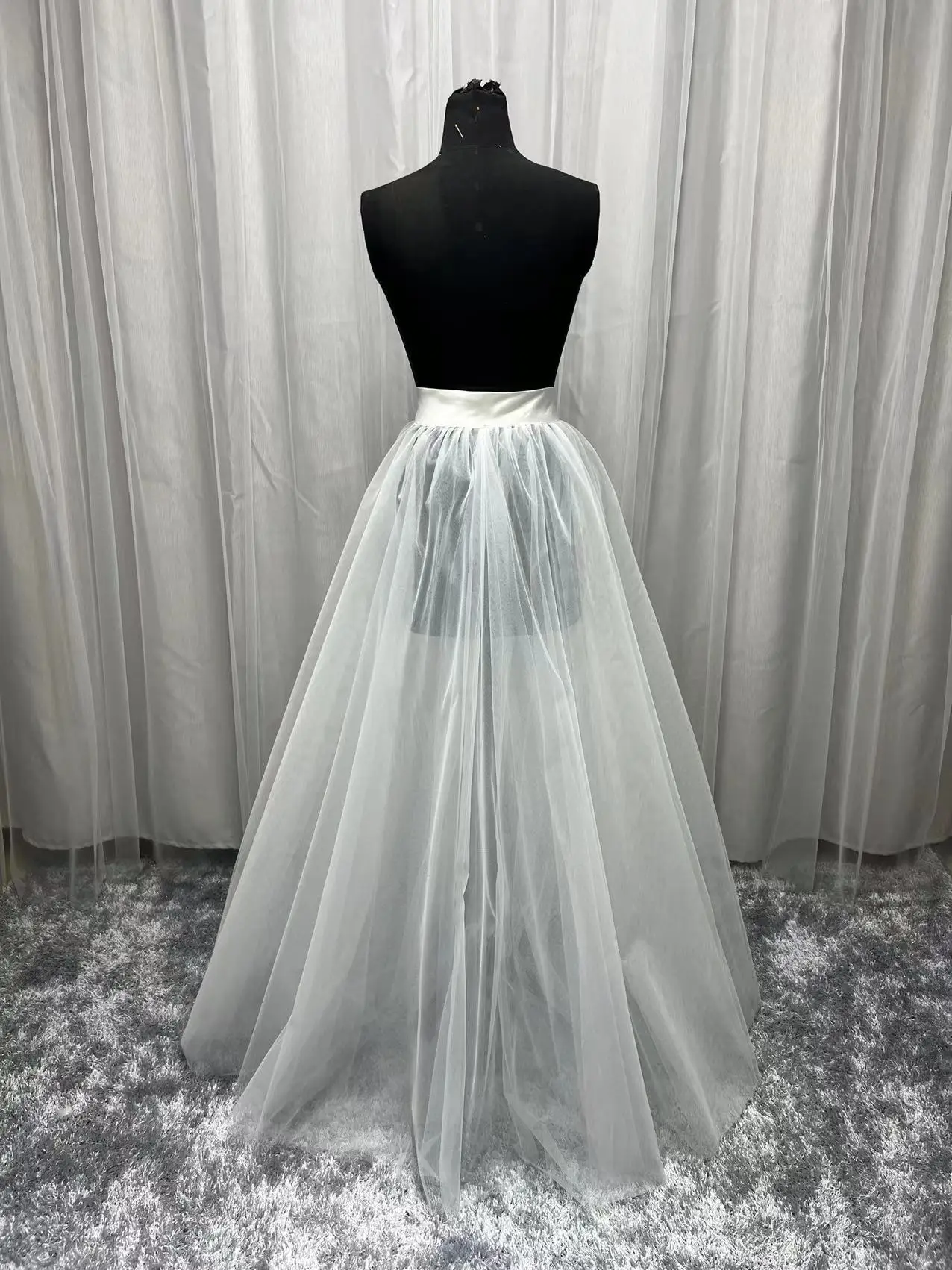 Jupe longue tutu en tulle transparent pour femmes, jupe en maille solide, robe maxi, robe de mariée, robe de Rh, photo réelle, mode personnalisée, 2022