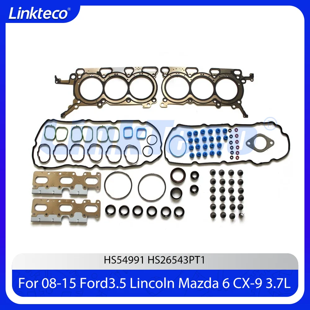 Juego completo de juntas de culata de motor compatible con Mazda 6 CX-9 Lincoln 3.7L DOHC 24v HGS482 HS26543PT1, años 2008-2012, 3.7 T L V6 GAS MKS MKT
