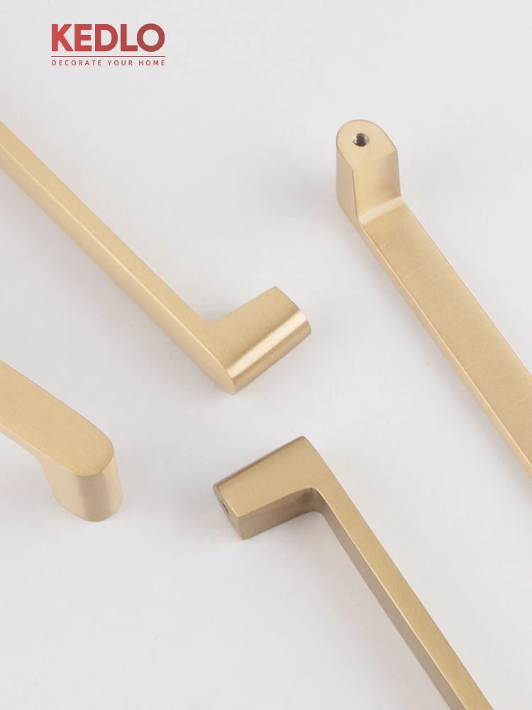 KEDLO Solid brass modern minimalist gold handle kitchen cabinet brushed brass Pull drawer handle