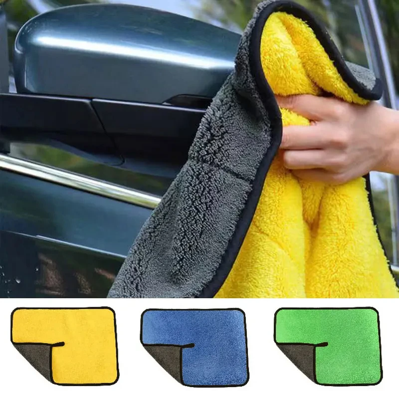 Thicken Strong Absorbent Car Cleaning Towel Doulbe Sided Coral Fleece Microfiber Towel Car Washing Drying Cloth Auto Accessories