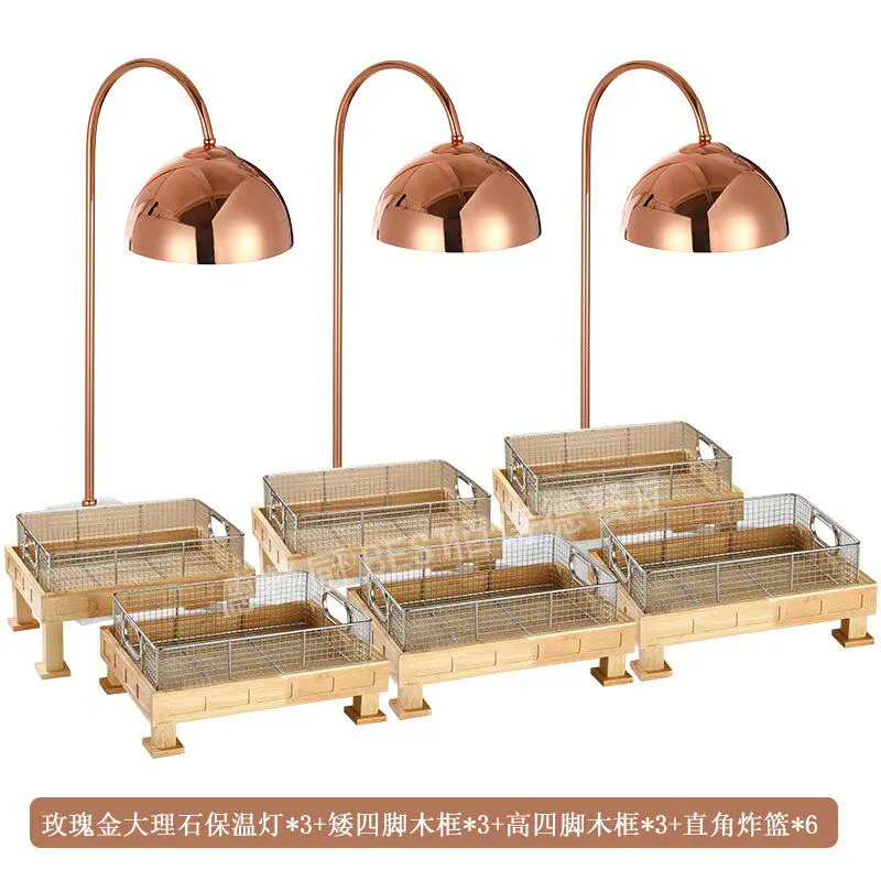 

Buffet food insulation lamp catering warm food stainless steel fryer basket fried fritters fries display plate barbecue warming
