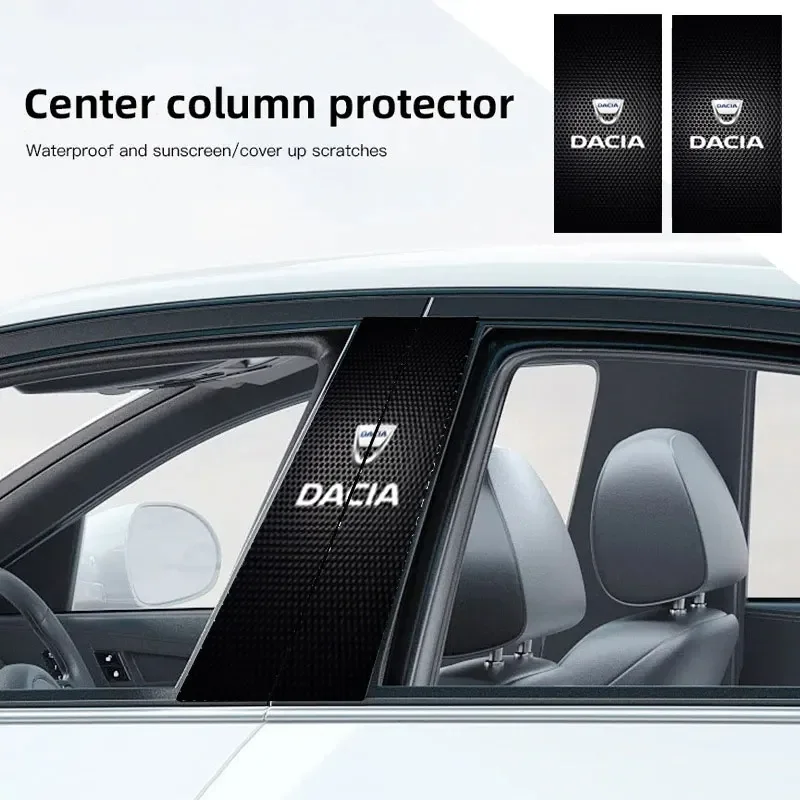 Car Stickers B-Pillar Center Column Decoration Cover PET Decals Accessorie For Dacia Sandero Lodgy Dokker Stepway Solenza Largus