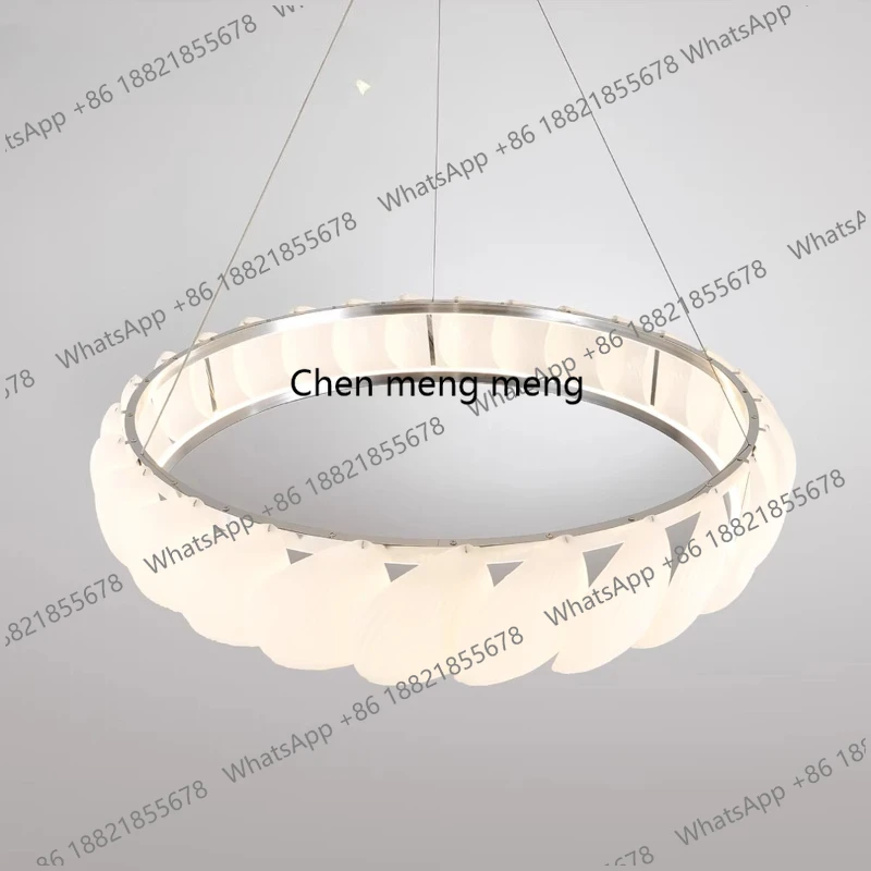 French, modern minimalist living room shell chandelier new cream wind feather, main lamp