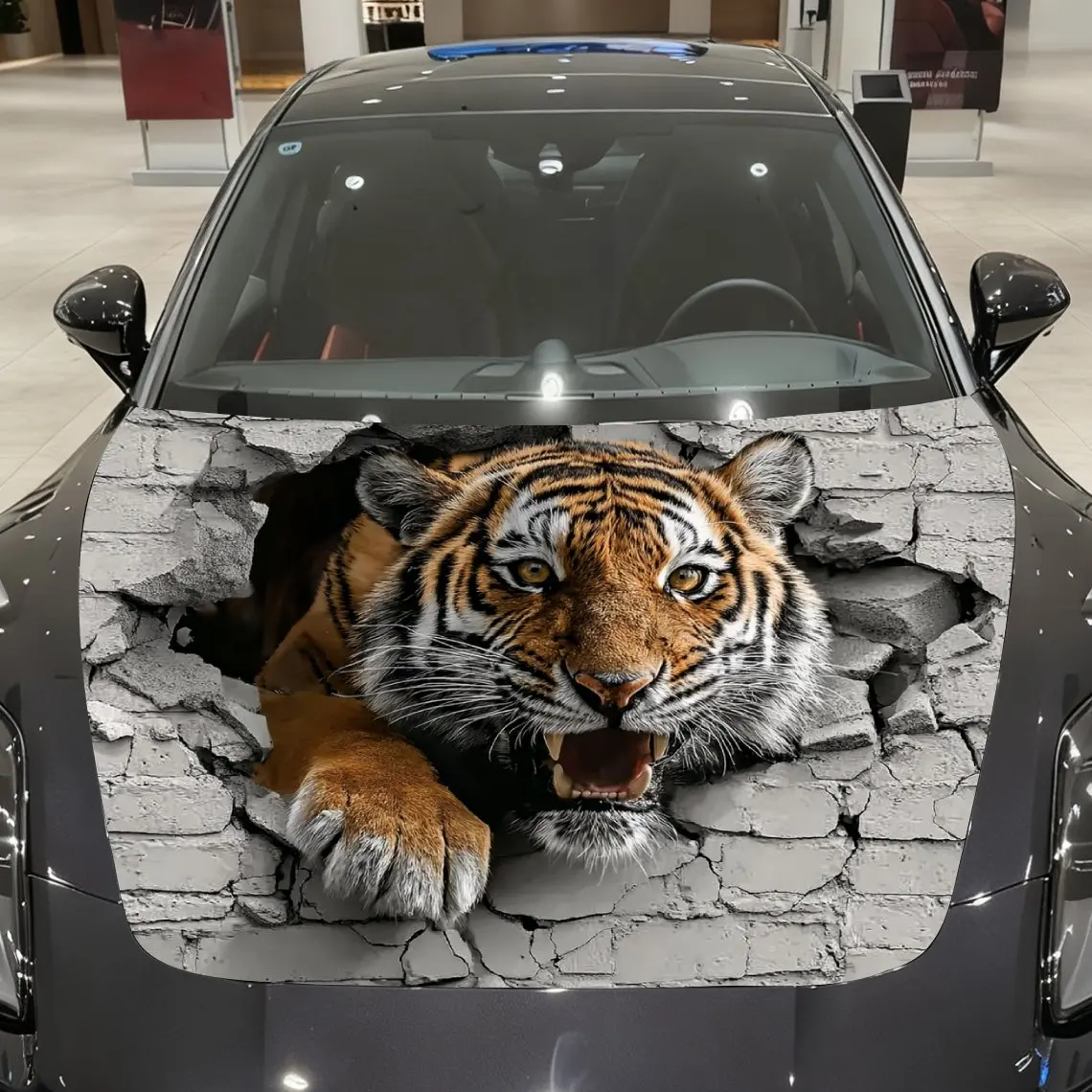 

Breaking Through The Wall Fierce Tiger Car Hood Stickers-PVC Vinyl Stickers,car Graphic Hood Stickers, Fashionable Truck Accesso