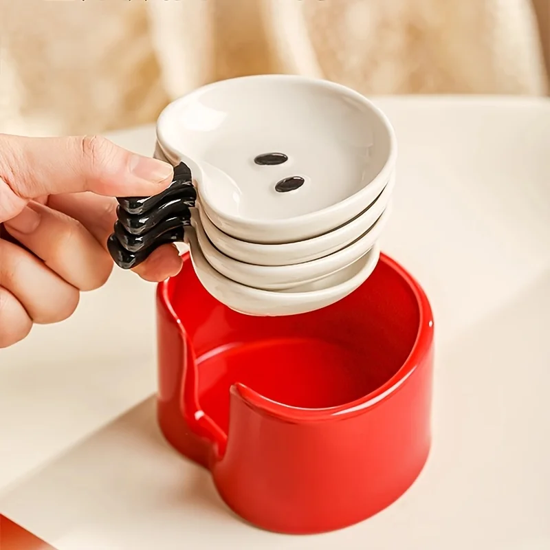 Creative Cartoon Ceramic Sauce Dish Cute Apple Dip Plate Kitchen Condiment Bowl Snack Dish