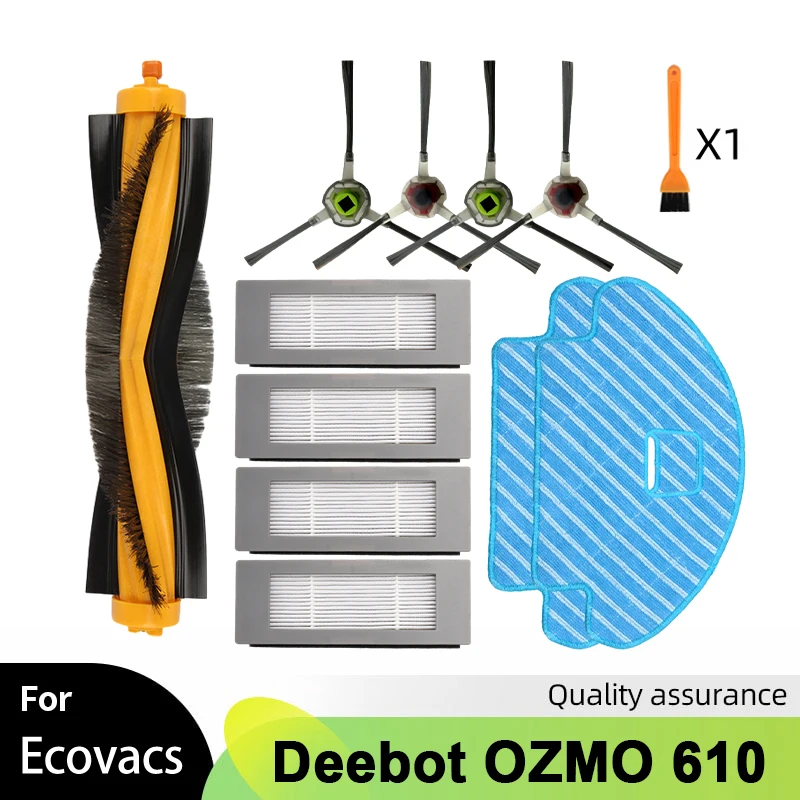 Pièces de rechange pour aspirateur robot Ecovacs Deebot OZMO 610, accessoires, rouleau principal, brosse latérale, filtre Hepa, vadrouille, gril