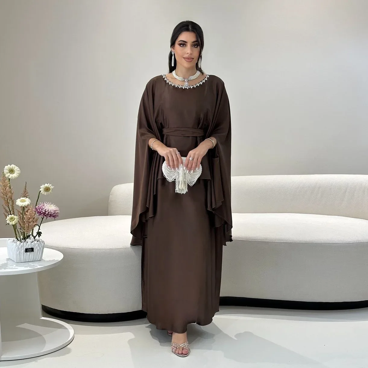 2025 nouvelle mode perles Robe Robe femmes musulmanes robes de soirée dubaï Abaya turquie caftan Kebaya Eid Djellaba Marocain Robe