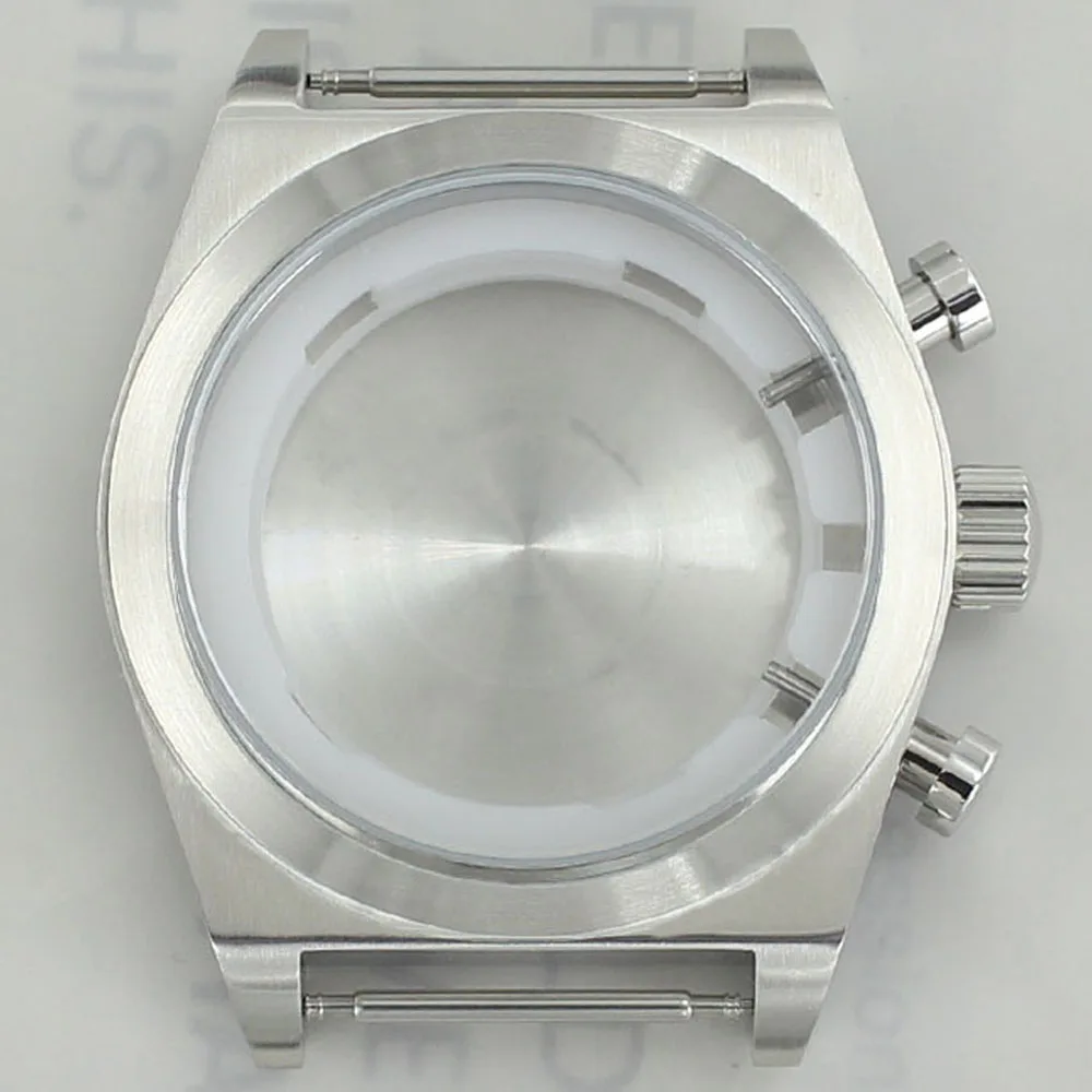 46mm Watch Case Brushed Polished Stainless Steel Watch Accessories Waterproof For Miyota OS00 Movement 37-38mm Dial Repair Parts