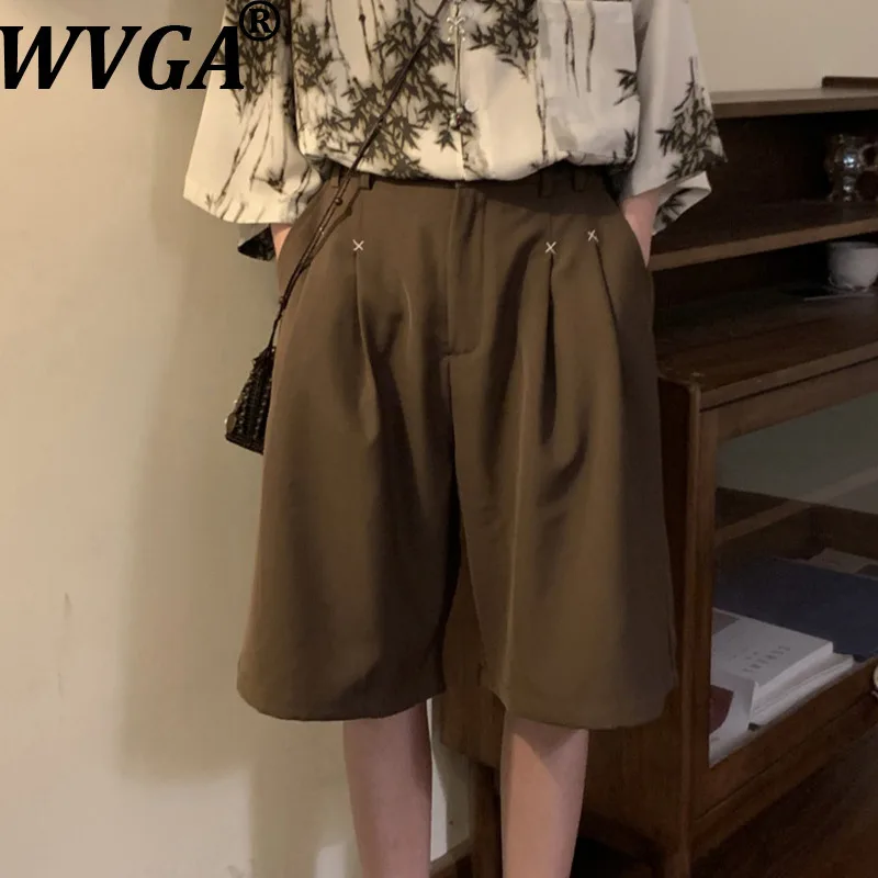 WVGA New Men's Summer American Retro College Style Trendy Loose Simple Five-Point Shorts Niche Chic Casual Streetwear Ins W18290