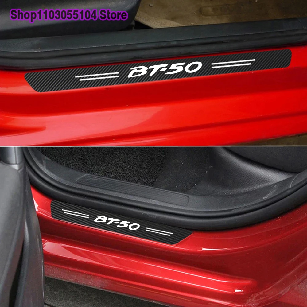 4pcs Carbon Fiber Car Door Sill Sticker For Mazda BT50 BT-50 Auto threshold Decoration