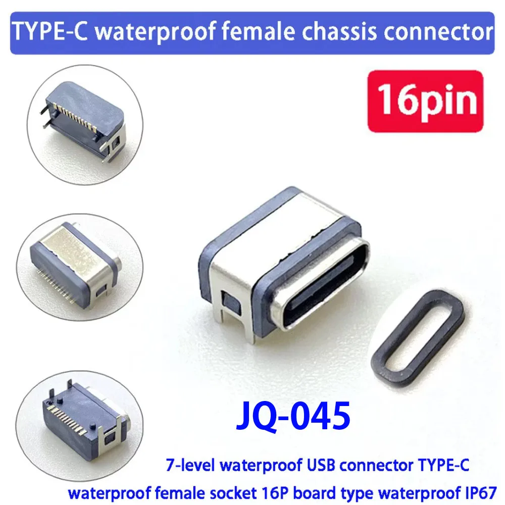 Type-C Waterproof Female USB Charging Socket Connector USB C Socket Port Fast Charge Charging Interface USB 3.1 6Pin 16Pin