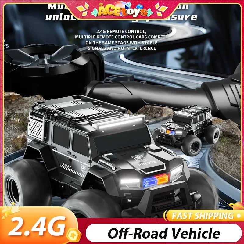 รถบังคับวิทยุ 2.4G สำหรับขับขี่ออฟโรด พร้อมไฟและเสียงเพลง ระบบป้องกันการลื่นไถล ABS กันน้ำ ปลอดภัย มั่นคง ขับเคลื่อน 4 ล้อ ของเล่นไฟฟ้าสำหรับชายหาด ของขวัญคริสต์มาส