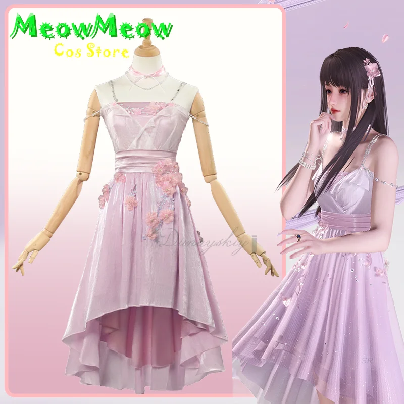 

Костюм для косплея «Любовь и глубокий косплей», весенние цветы, розовое платье для женщин и девочек, наряд для ролевых игр, Хэллоуин, карнавал, вечеринка