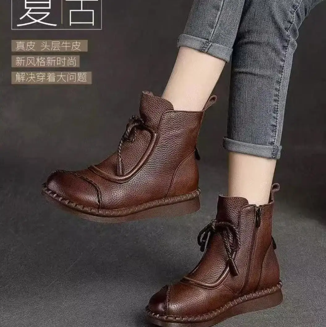 

Летние Новые дышащие женские повседневные ботинки на плоской подошве в этническом стиле