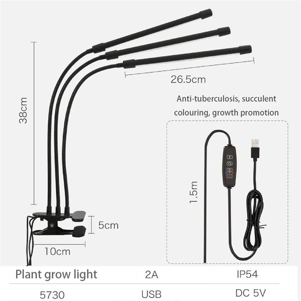 Lampe horticole de croissance LED, réglable avec minuterie, pour serre/jardin/chambre de culture intérieure