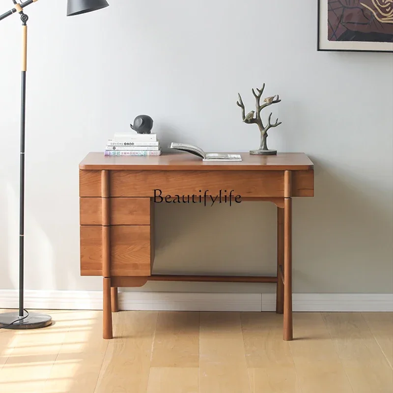 

FG40Nordic solid wood study medieval computer desk household small apartment Japanese writing desk desk