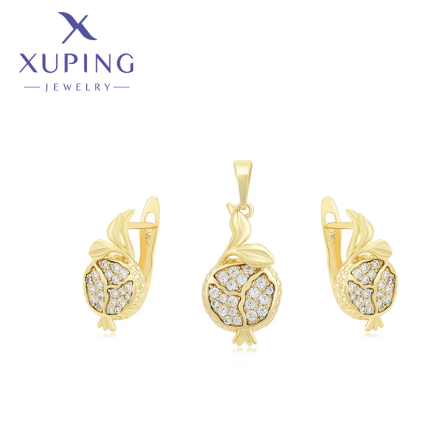 Xuping  Jewelry New Fashion Europe Style Light Gold Color Pendant Necklace Earrings Set for Women Classic Banquet Gift A00913367