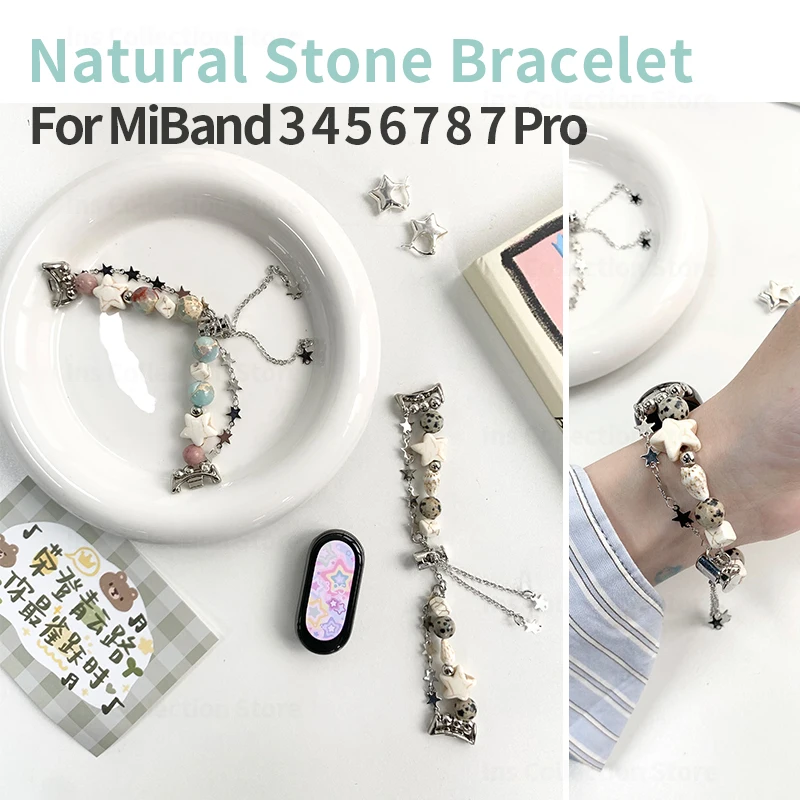 

Stylish Star Beaded Bracelet for Xiaomi Mi Band 8 Bohemian Stone Chain Strap for Mi8 Replacement Wristband for Miband 8 Pendant