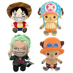 Figuras de Anime de One Piece para niños, juguetes de peluche de Zoro, Luffy, Chopper, Ace Law, bonitos colgantes de peluche de dibujos animados, regalo de Navidad, nuevo, 25CM