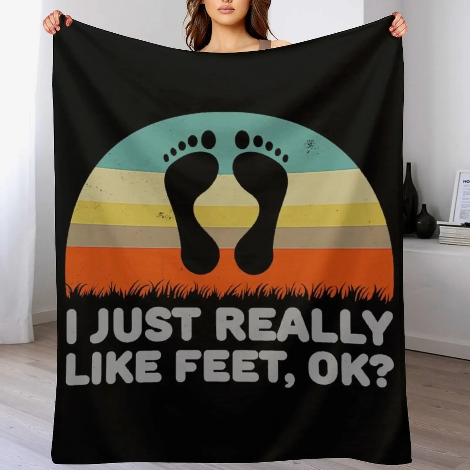 Funny I Just Really Like Feet OK For Foot Fetish Throw Blanket Beautifuls Plaid Large Blankets