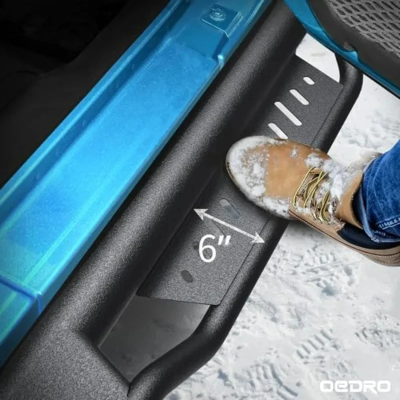 2019-2026 Ranger Crew Cab Bolt-On Ne Bars with Two-Tier Step Carbon Steel Side Steps Black Powder