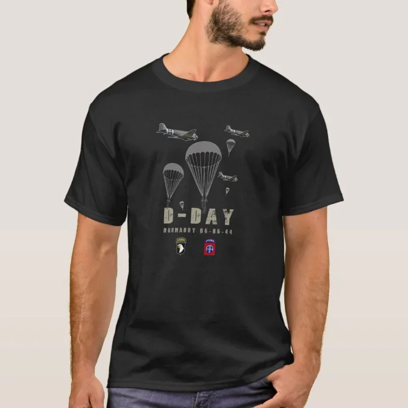 D-day 82nd &101nd Airborne Division Paratroopers T-Shirt 100% Cotton O-Neck Short Sleeve Casual Mens T-shirt Size S-3XL